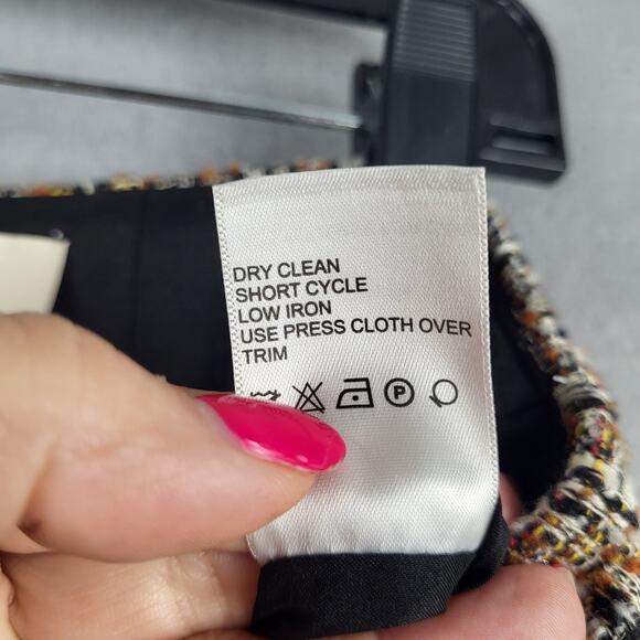 Etcetera Womens Size 6 Crosshatch Tweed Pencil Skirt Black Brown Office Academia - Picture 8 of 11